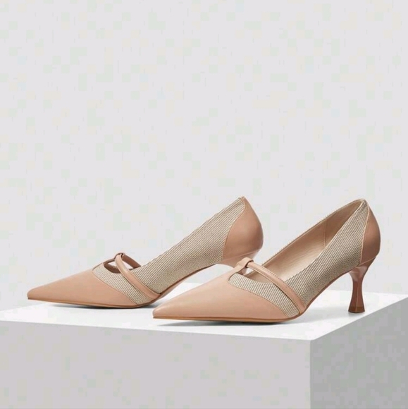 COLOR BLOCK POINTED TOE WOMEN PUMPS FOR CHRISTMAS AND NEW YEAR HOLIDAY - Picture 5 of 6